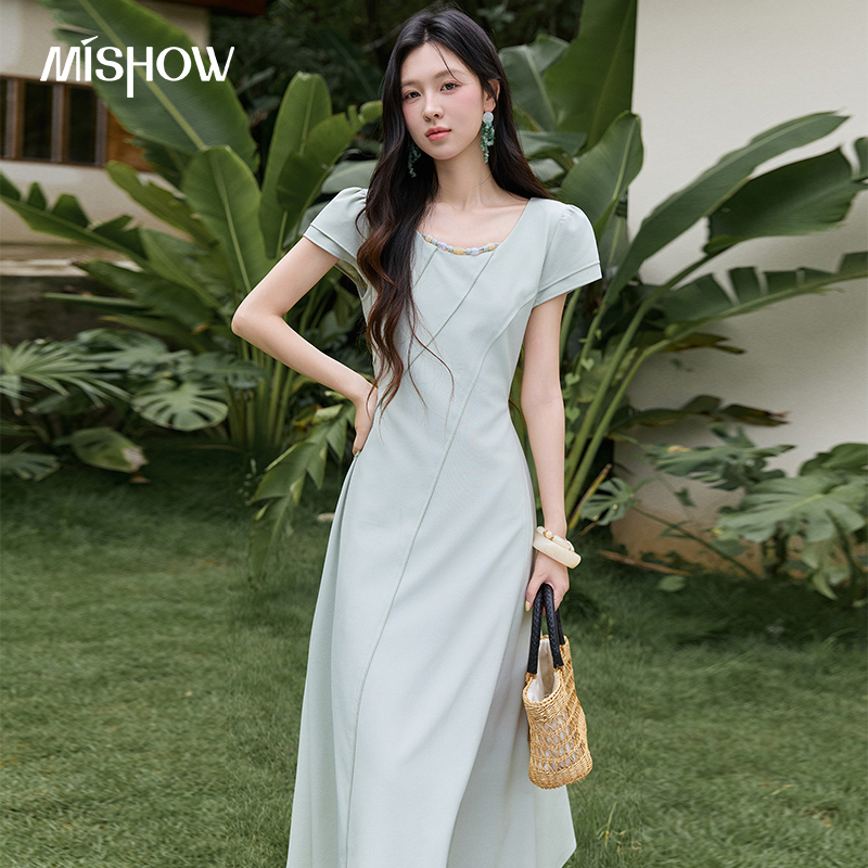 Women'S Green Formal Wear - Vestido Midi Largo Verde para Mujer