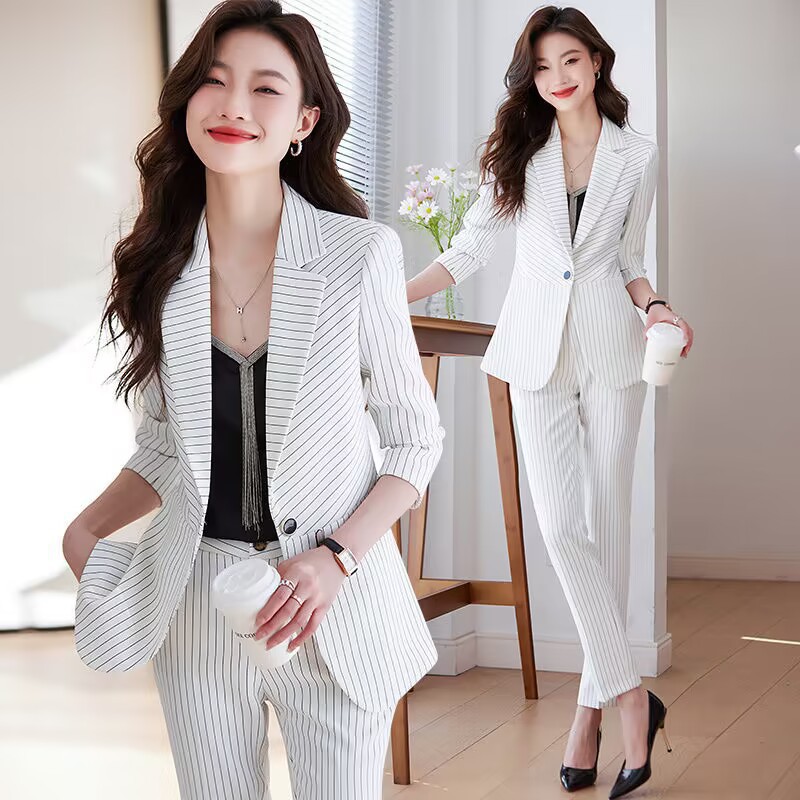 Women'S Formal Wear Stores - Traje azul a rayas para mujer