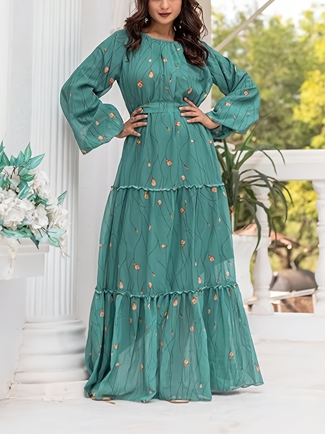 Elegante Vestido Largo Holgado - Women'S Green Formal Wear reseña y precio